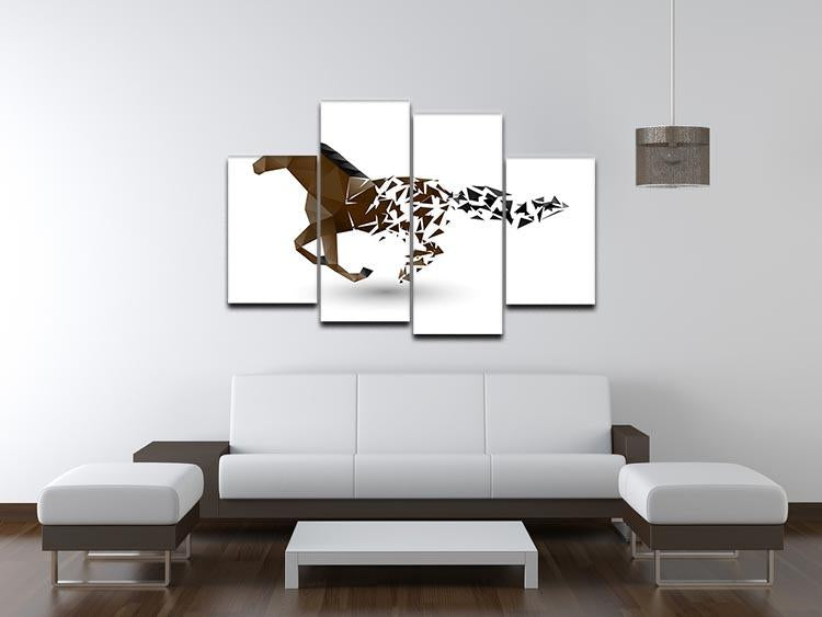 Running horse from the collapsing grounds 4 Split Panel Canvas - Canvas Art Rocks - 3