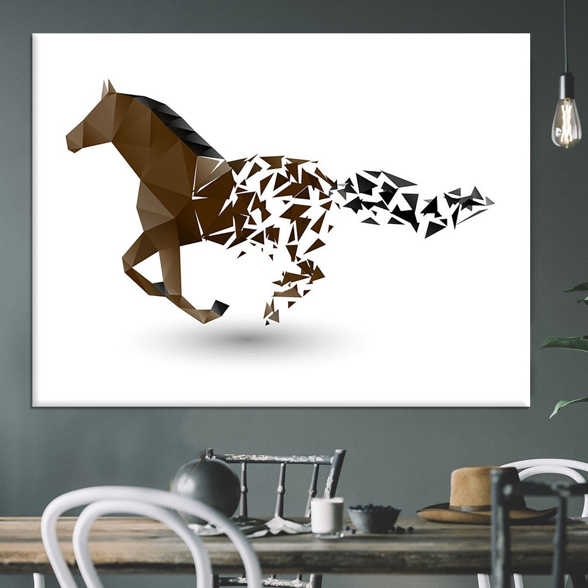 Running horse from the collapsing grounds Canvas Print or Poster