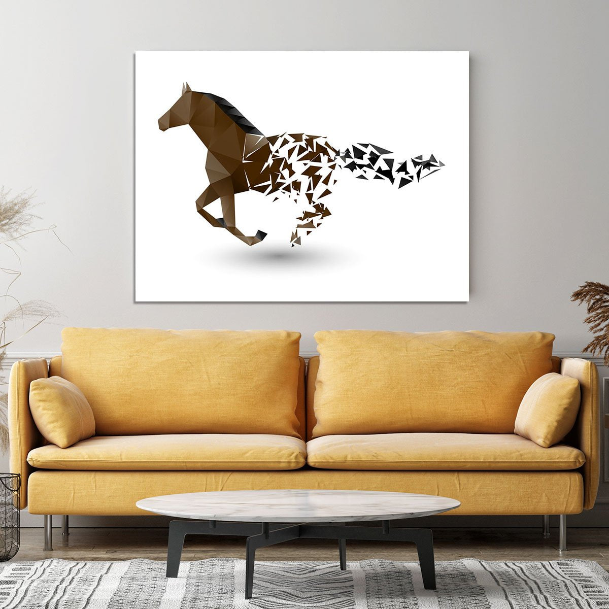 Running horse from the collapsing grounds Canvas Print or Poster