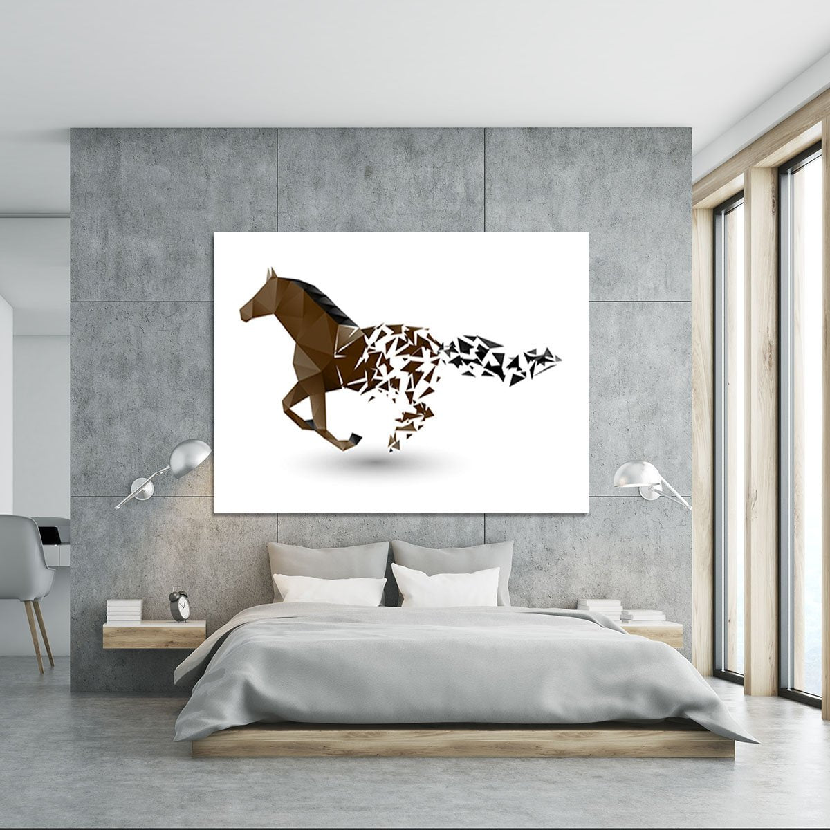 Running horse from the collapsing grounds Canvas Print or Poster