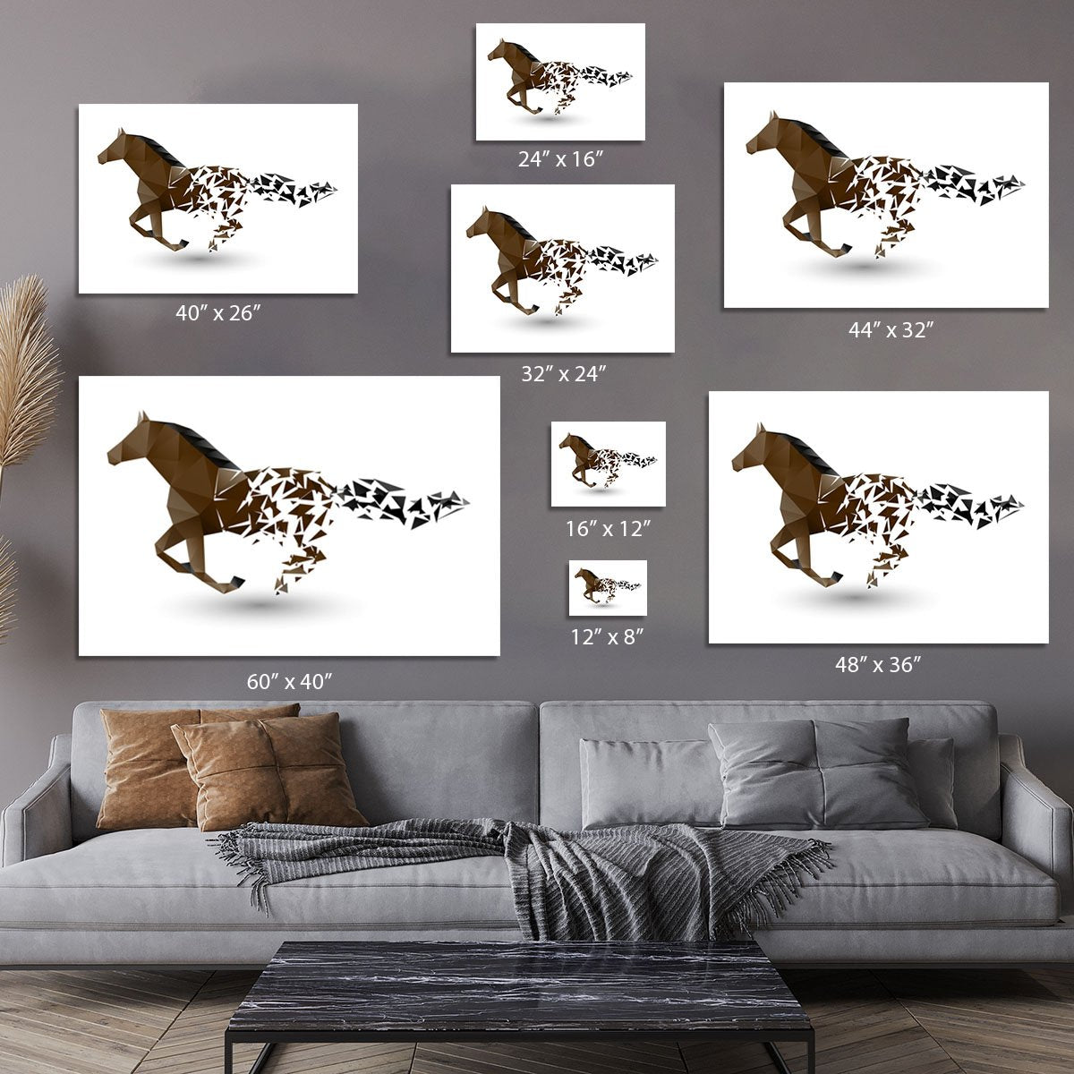 Running horse from the collapsing grounds Canvas Print or Poster