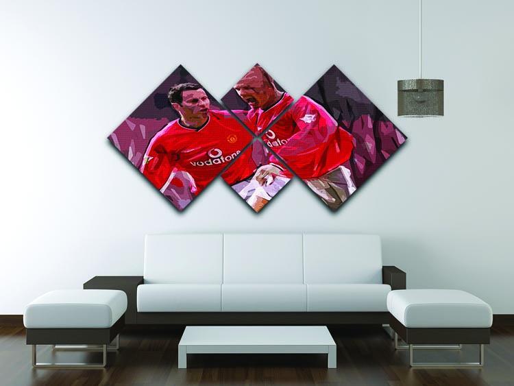 Ryan Giggs and David Beckham 4 Square Multi Panel Canvas - Canvas Art Rocks - 3