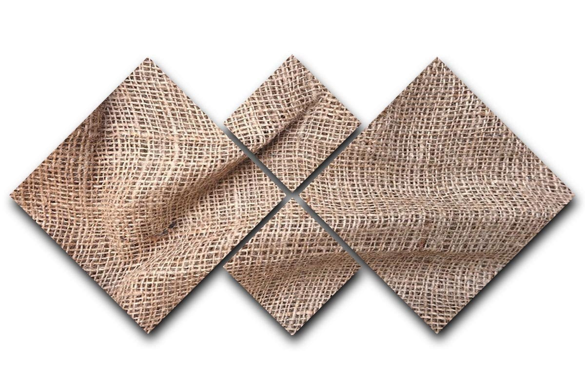 Sackcloth textured 4 Square Multi Panel Canvas  - Canvas Art Rocks - 1