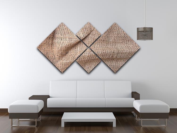 Sackcloth textured 4 Square Multi Panel Canvas  - Canvas Art Rocks - 3