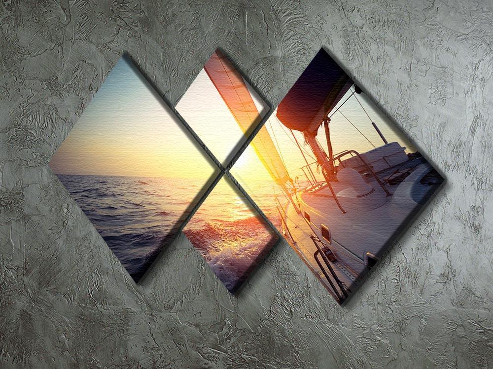 Sail boat gliding 4 Square Multi Panel Canvas  - Canvas Art Rocks - 2