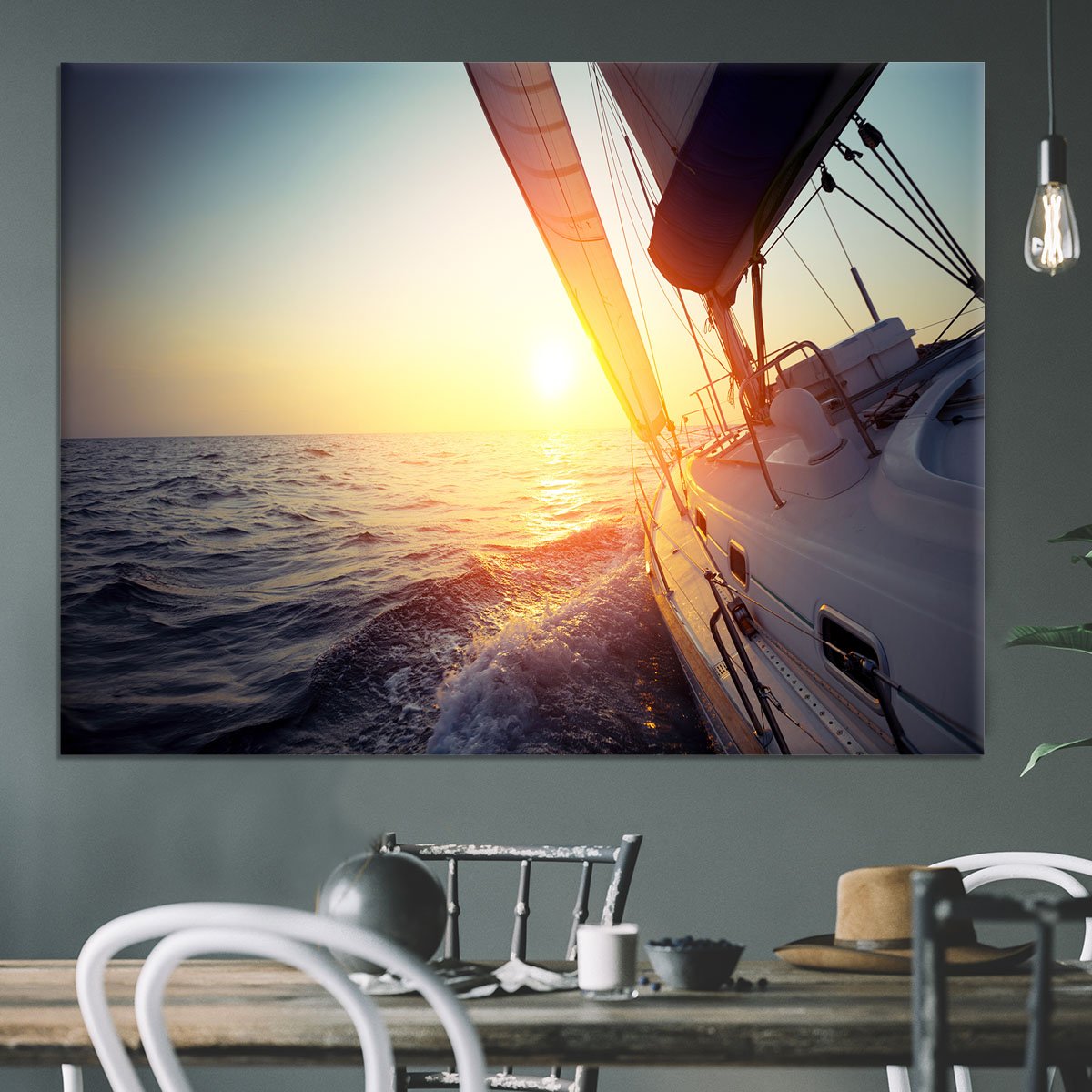Sail boat gliding Canvas Print or Poster