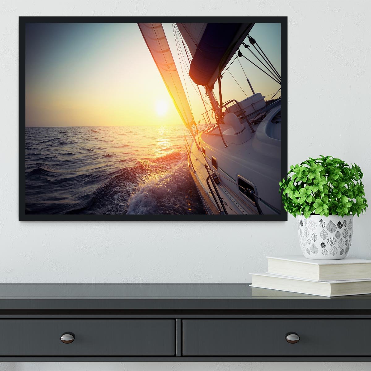 Sail boat gliding Framed Print - Canvas Art Rocks - 2