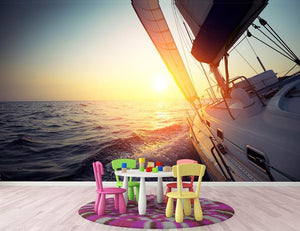 Sail boat gliding Wall Mural Wallpaper - Canvas Art Rocks - 3