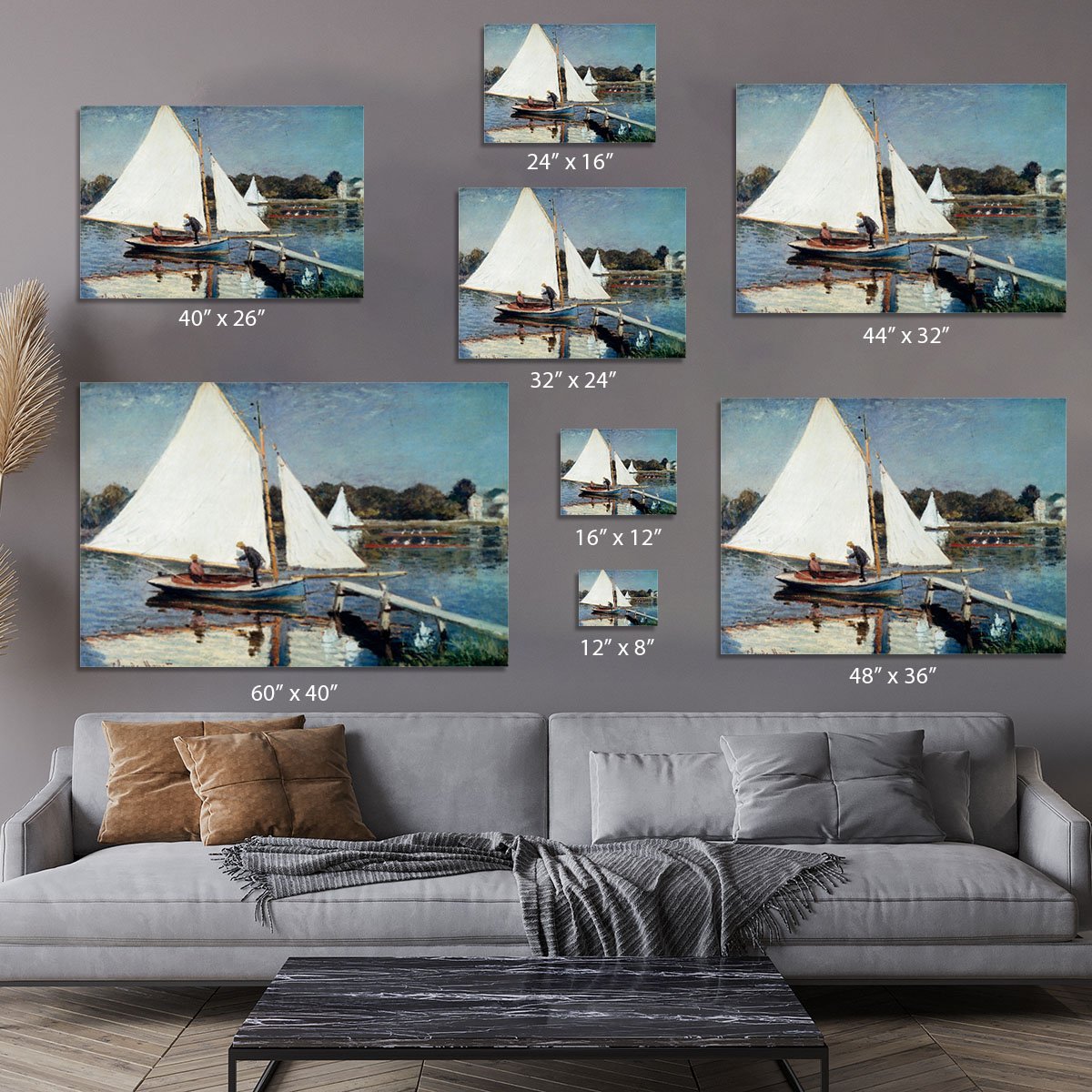 Sailing At Argenteuil 2 by Monet Canvas Print or Poster