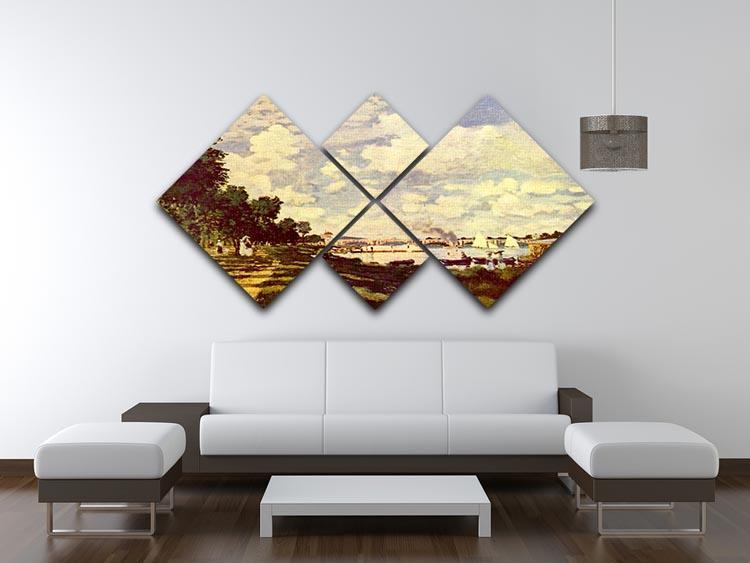 Sailing at Argenteuil by Monet 4 Square Multi Panel Canvas - Canvas Art Rocks - 3