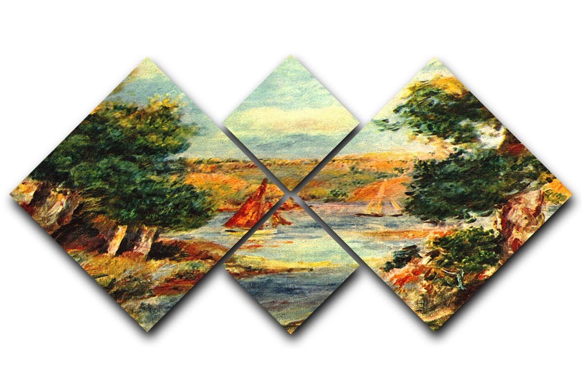 Sailing boats in Cagnes by Renoir 4 Square Multi Panel Canvas  - Canvas Art Rocks - 1