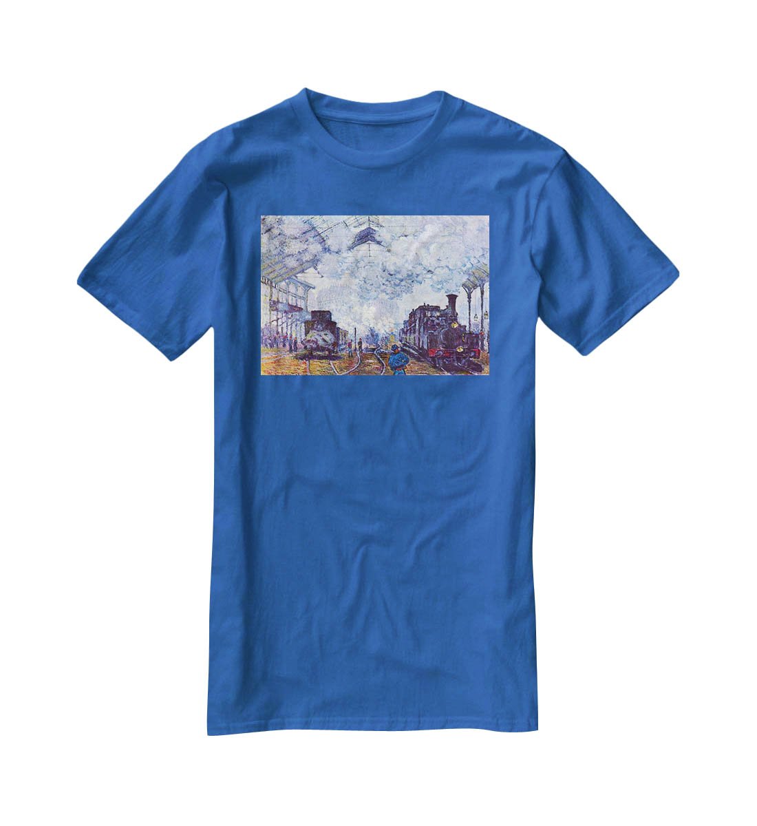 Saint Lazare station in Paris arrival of a train by Monet T-Shirt - Canvas Art Rocks - 2