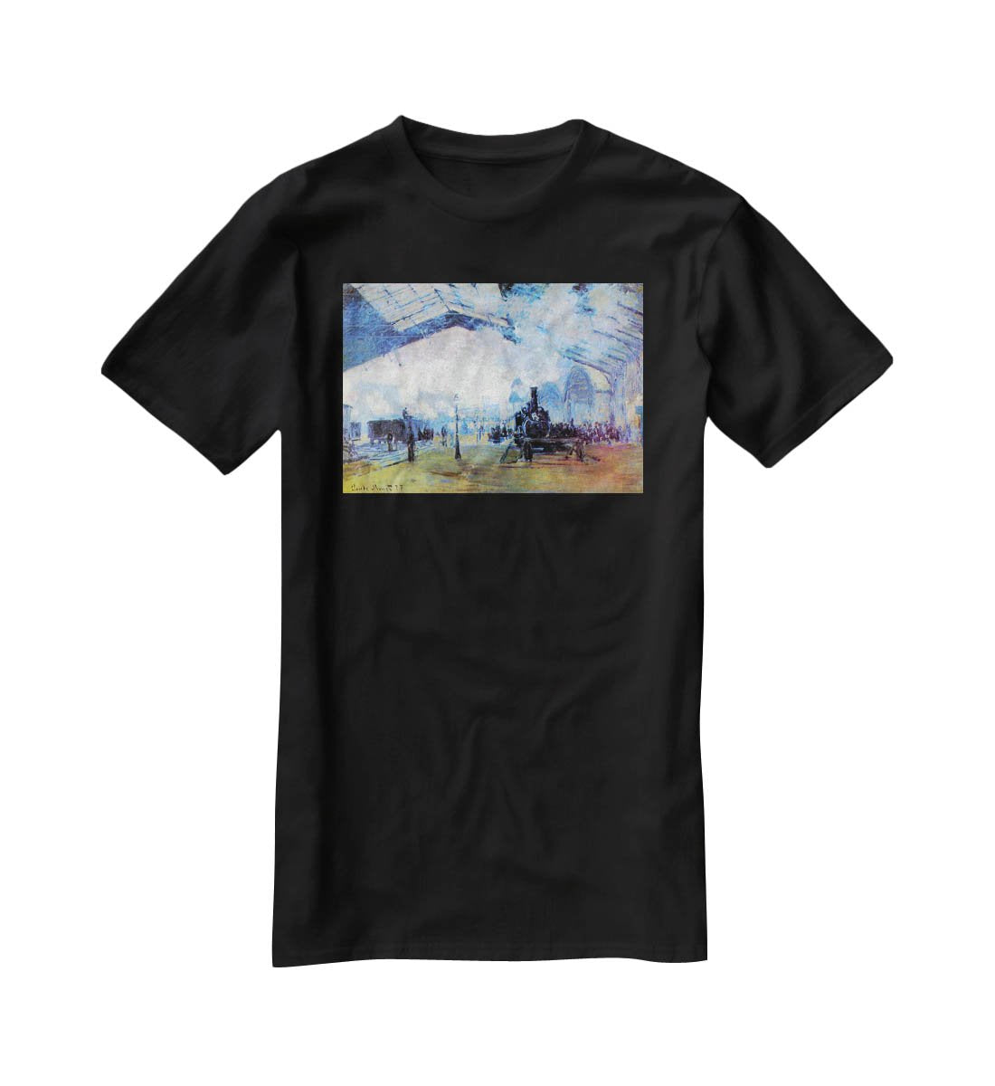 Saint Lazare station in Paris by Monet T-Shirt - Canvas Art Rocks - 1