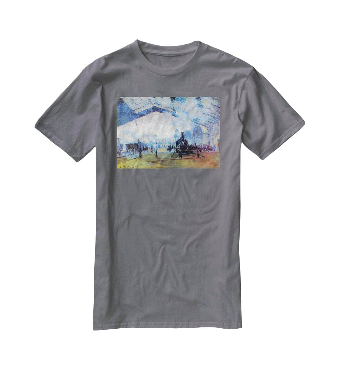 Saint Lazare station in Paris by Monet T-Shirt - Canvas Art Rocks - 3