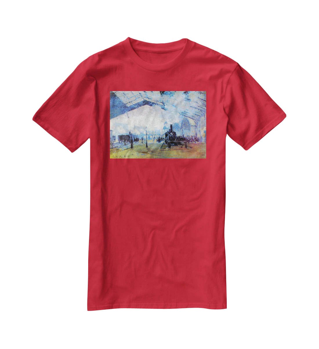 Saint Lazare station in Paris by Monet T-Shirt - Canvas Art Rocks - 4