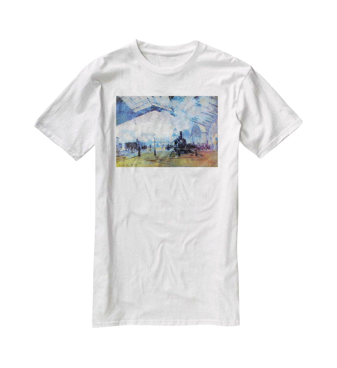 Saint Lazare station in Paris by Monet T-Shirt - Canvas Art Rocks - 5