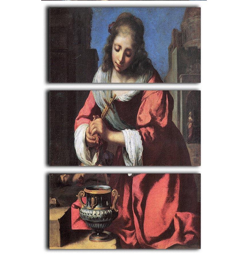 Saint Praxedis by Vermeer 3 Split Panel Canvas Print - Canvas Art Rocks - 1