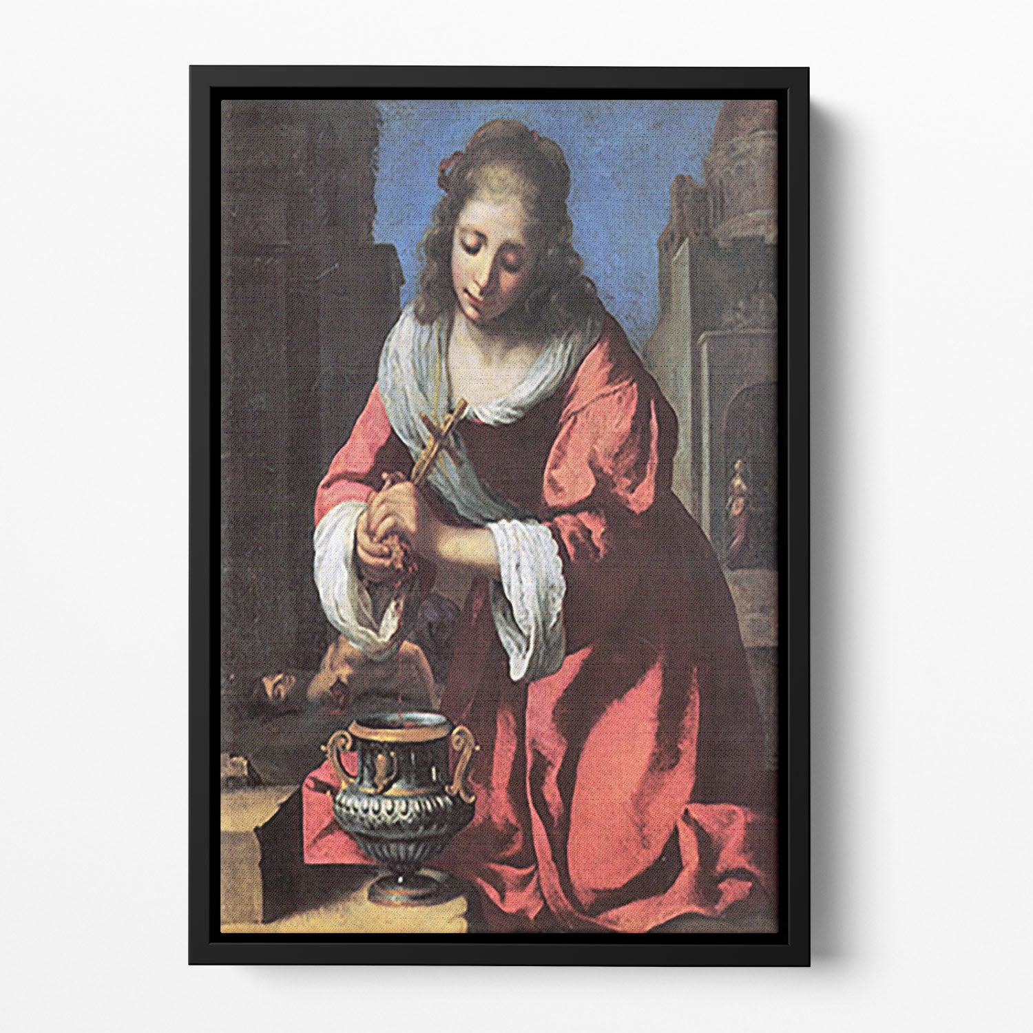 Saint Praxedis by Vermeer Floating Framed Canvas