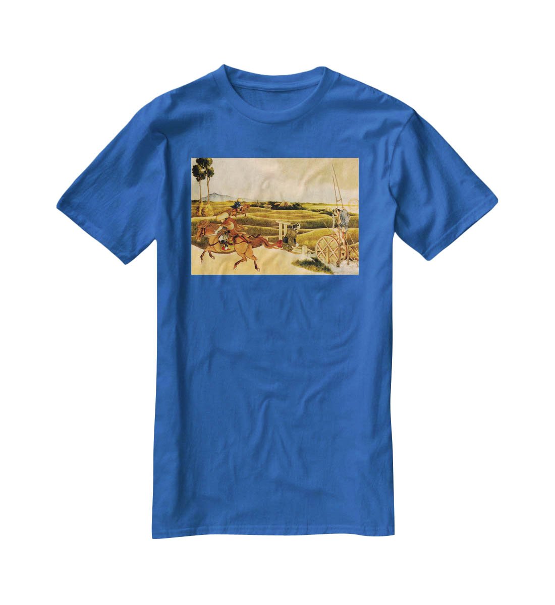 Samurai riding on horses by Hokusai T-Shirt - Canvas Art Rocks - 2