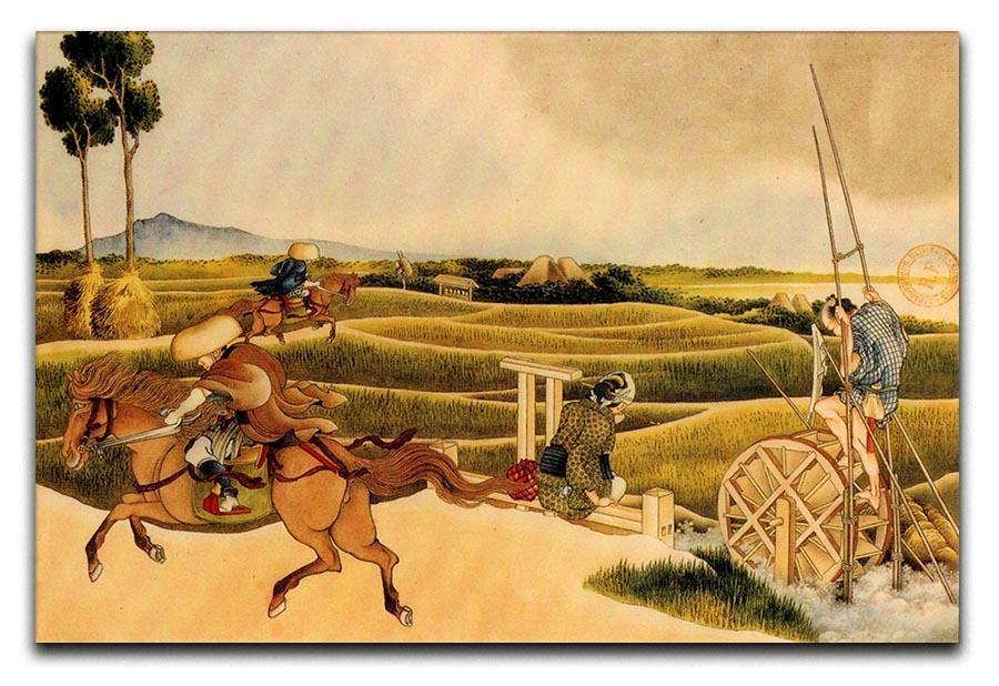 Samurai riding on horses by Hokusai Canvas Print or Poster  - Canvas Art Rocks - 1