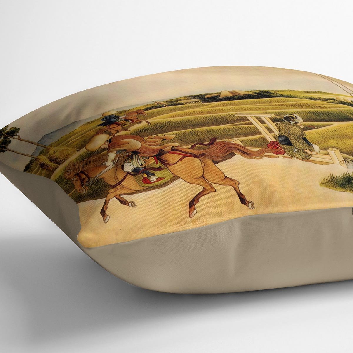 Samurai riding on horses by Hokusai Throw Pillow