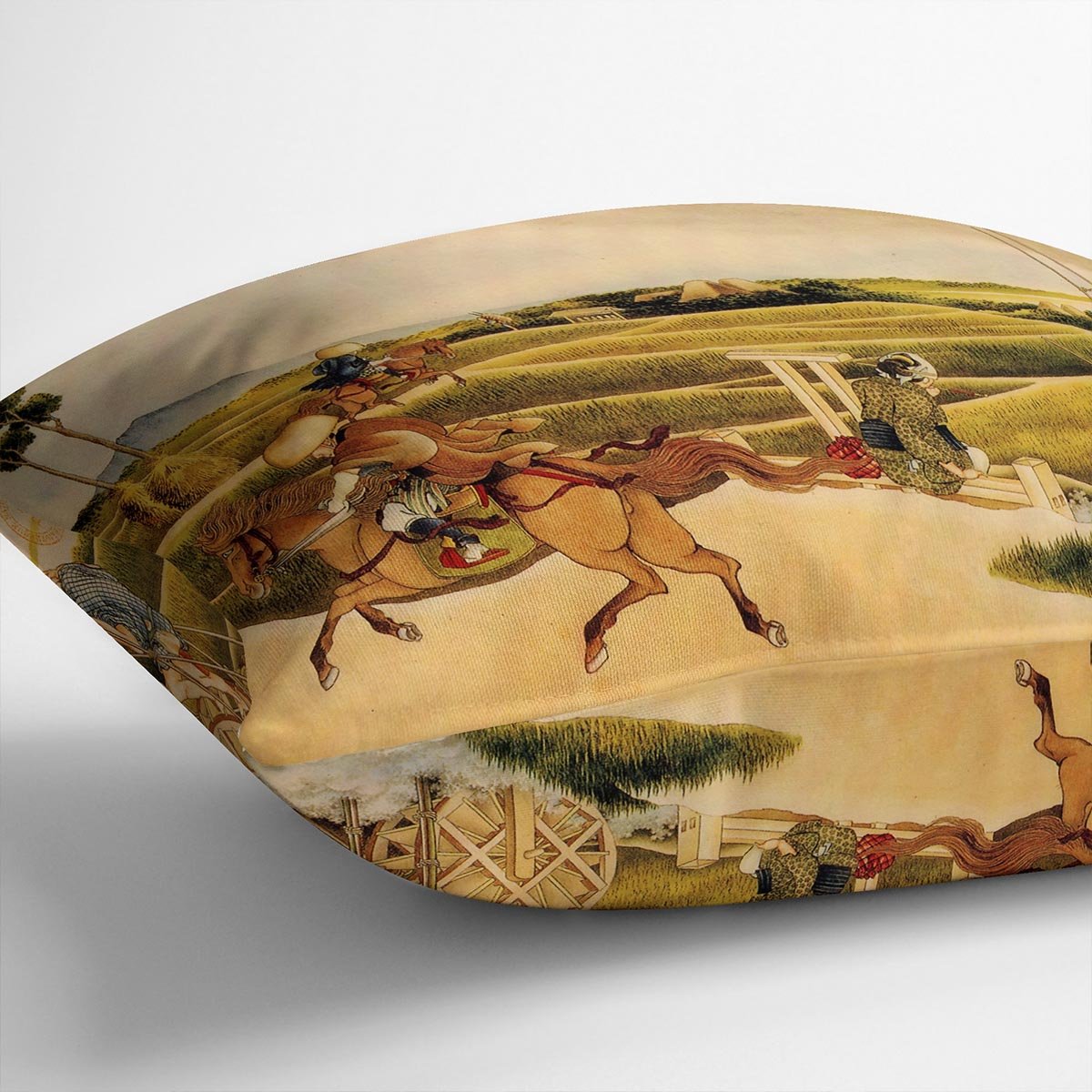 Samurai riding on horses by Hokusai Throw Pillow