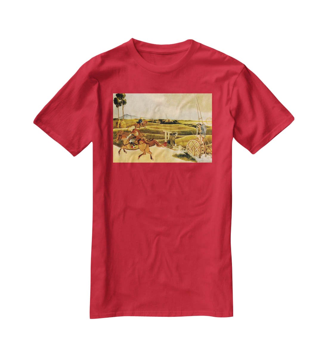 Samurai riding on horses by Hokusai T-Shirt - Canvas Art Rocks - 4