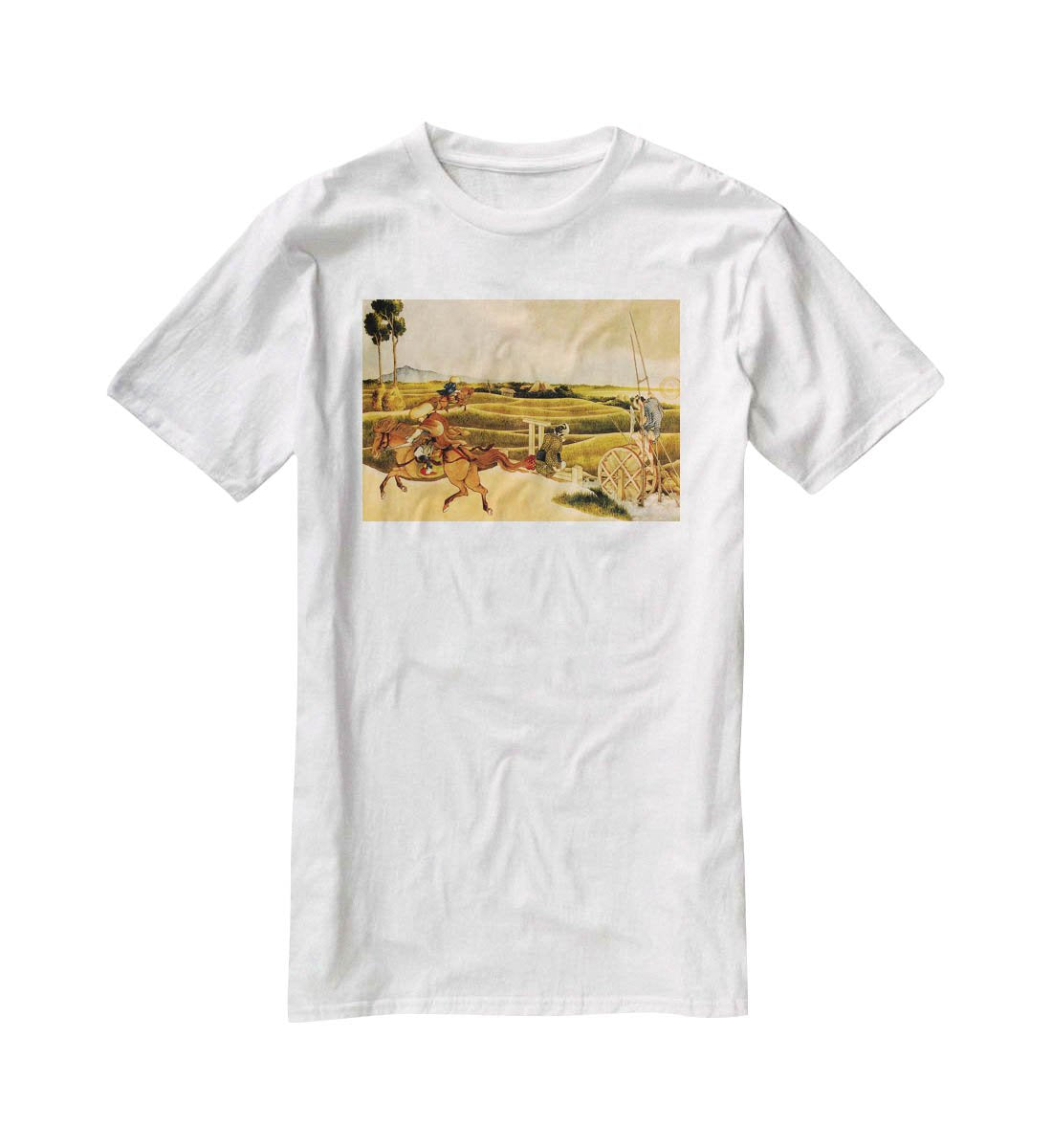 Samurai riding on horses by Hokusai T-Shirt - Canvas Art Rocks - 5