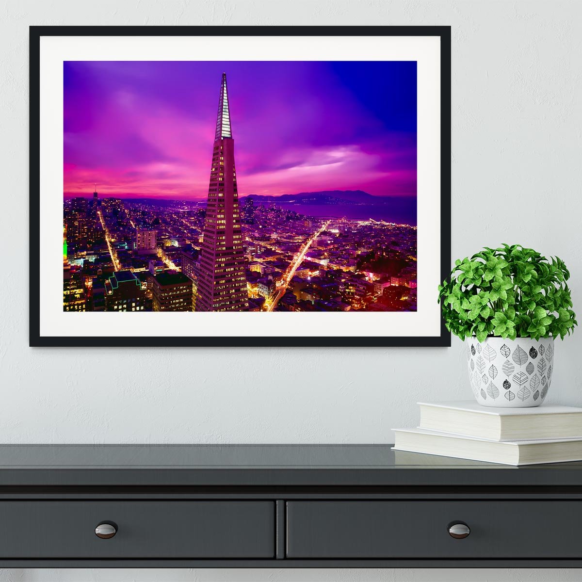 San Francisco Pink Sunset Framed Print - Canvas Art Rocks - 1