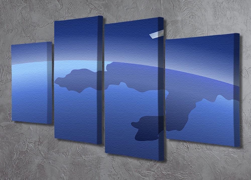 Satellite orbiting around the planet through the space 4 Split Panel Canvas - Canvas Art Rocks - 2