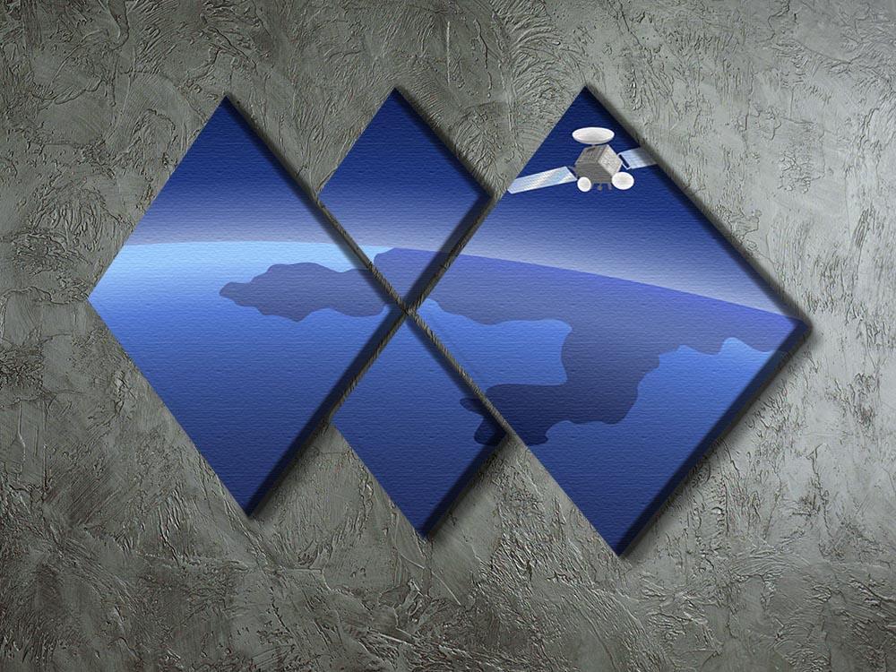 Satellite orbiting around the planet through the space 4 Square Multi Panel Canvas - Canvas Art Rocks - 2