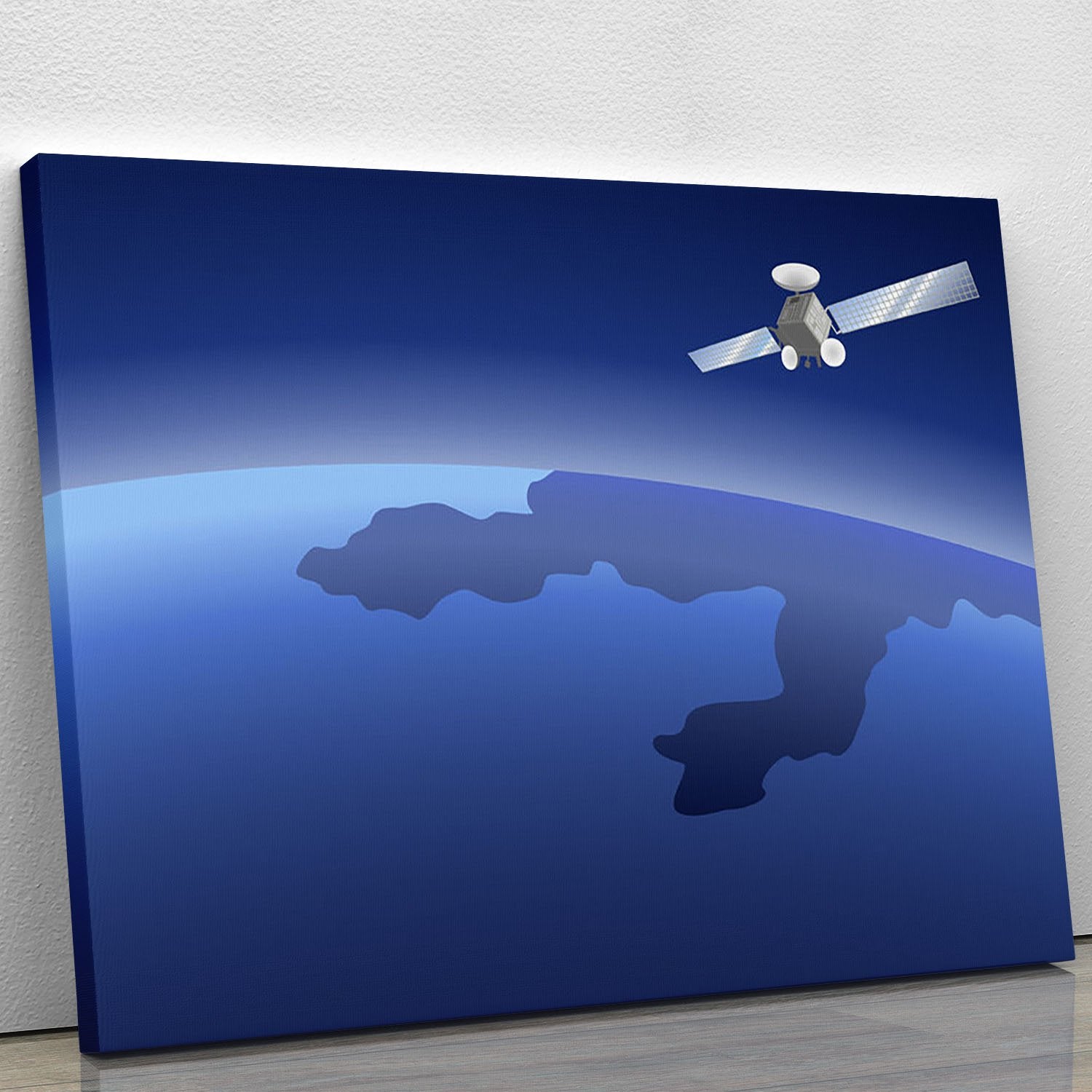 Satellite orbiting around the planet through the space Canvas Print or Poster