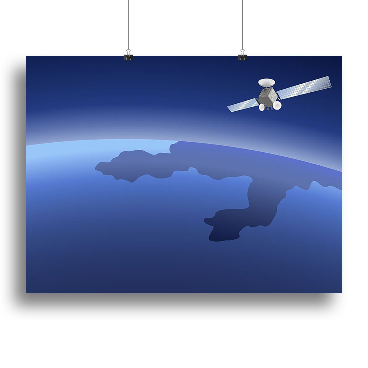 Satellite orbiting around the planet through the space Canvas Print or Poster