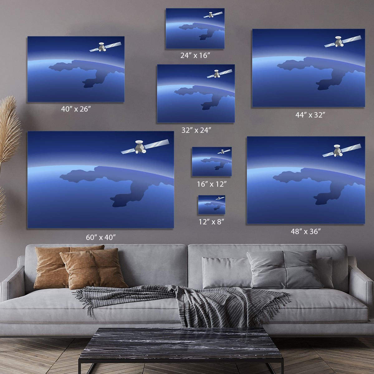 Satellite orbiting around the planet through the space Canvas Print or Poster