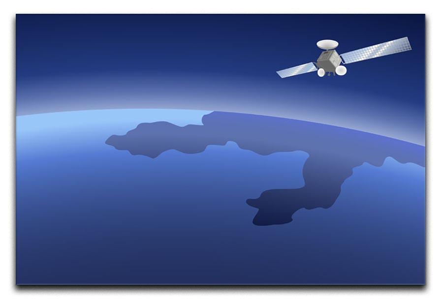 Satellite orbiting around the planet through the space Canvas Print or Poster  - Canvas Art Rocks - 1