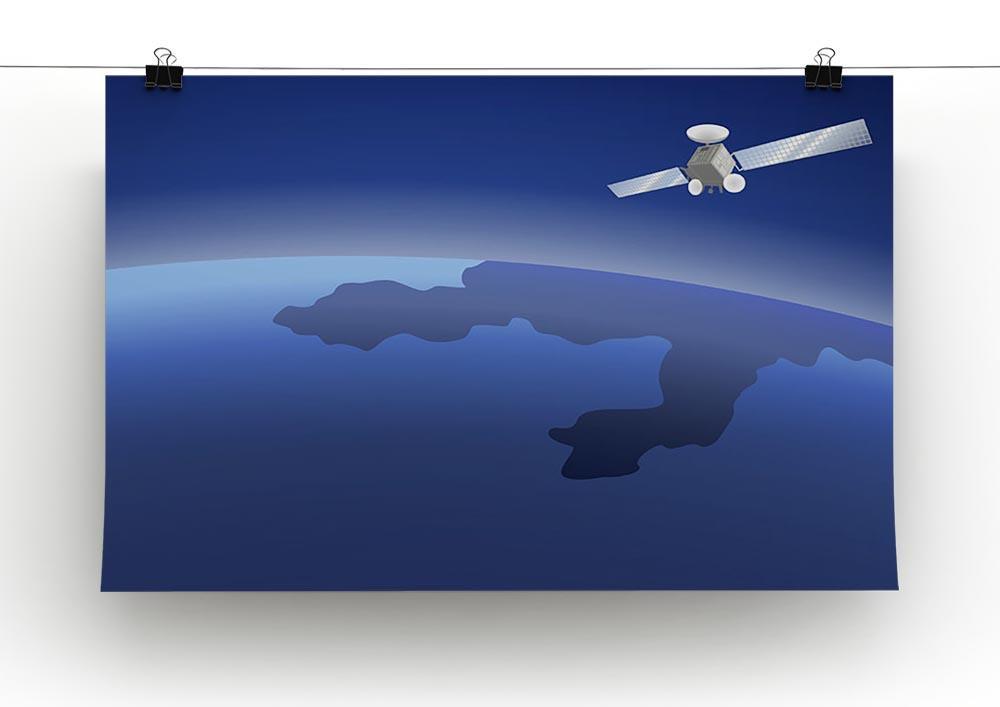 Satellite orbiting around the planet through the space Canvas Print or Poster - Canvas Art Rocks - 2