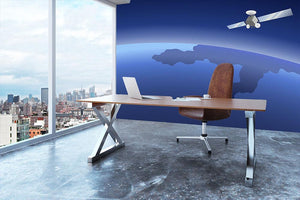 Satellite orbiting around the planet through the space Wall Mural Wallpaper - Canvas Art Rocks - 3