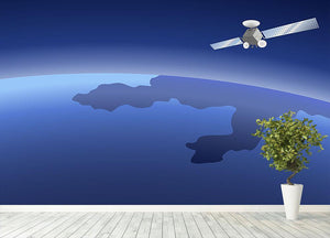 Satellite orbiting around the planet through the space Wall Mural Wallpaper - Canvas Art Rocks - 4