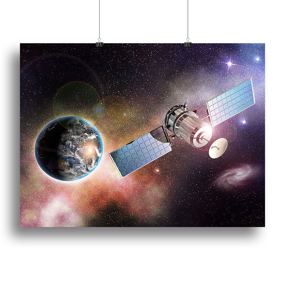 Satellite orbiting the earth in the outer space Canvas Print or Poster