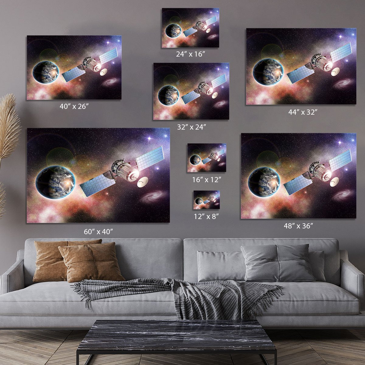 Satellite orbiting the earth in the outer space Canvas Print or Poster