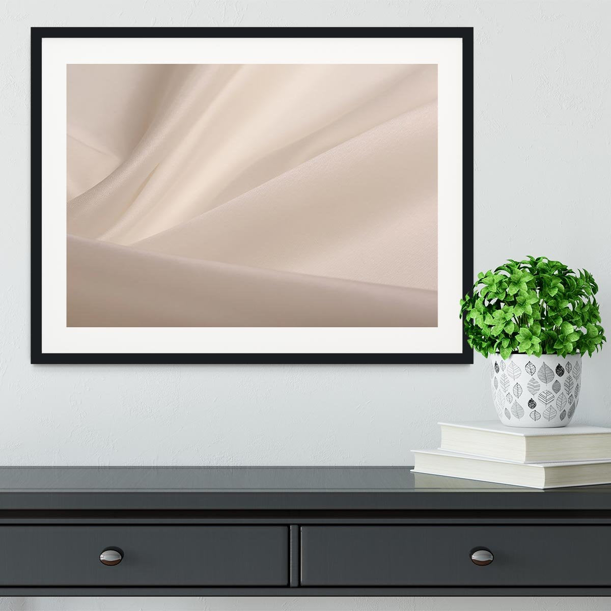 Satin fabric champagne Framed Print - Canvas Art Rocks - 1