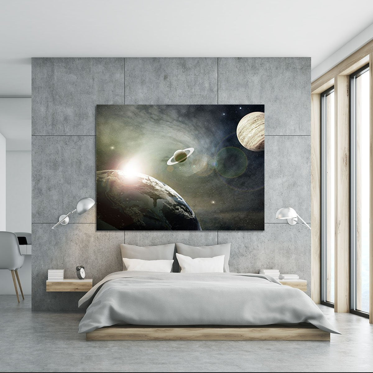 Saturn and Jupiter in a Cosmic Cloud Canvas Print or Poster