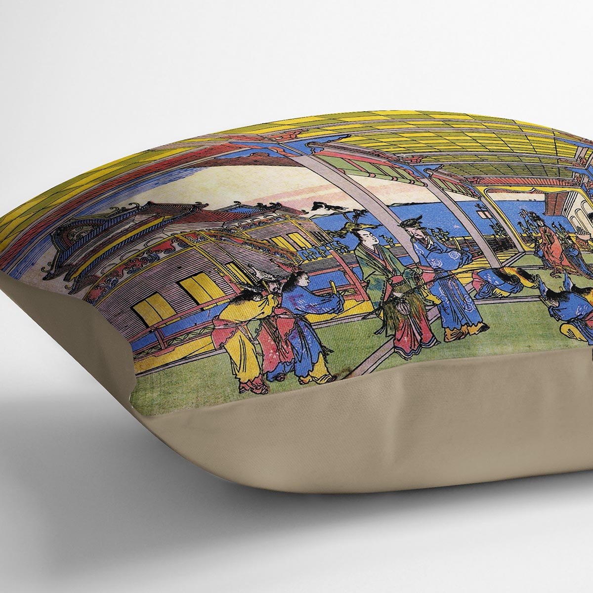 Scene in blue by Hokusai Throw Pillow