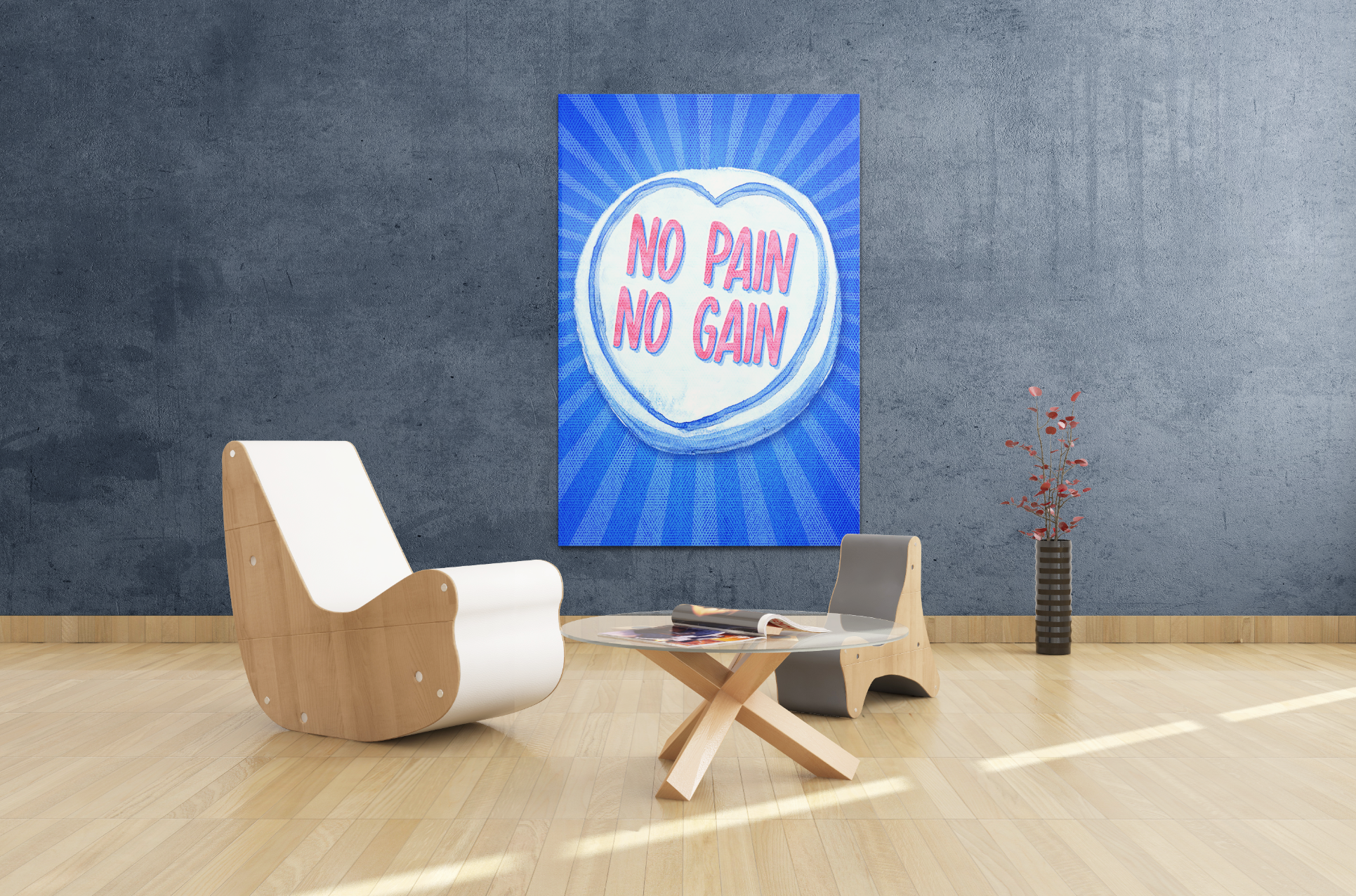 No Pain Loveheart Canvas