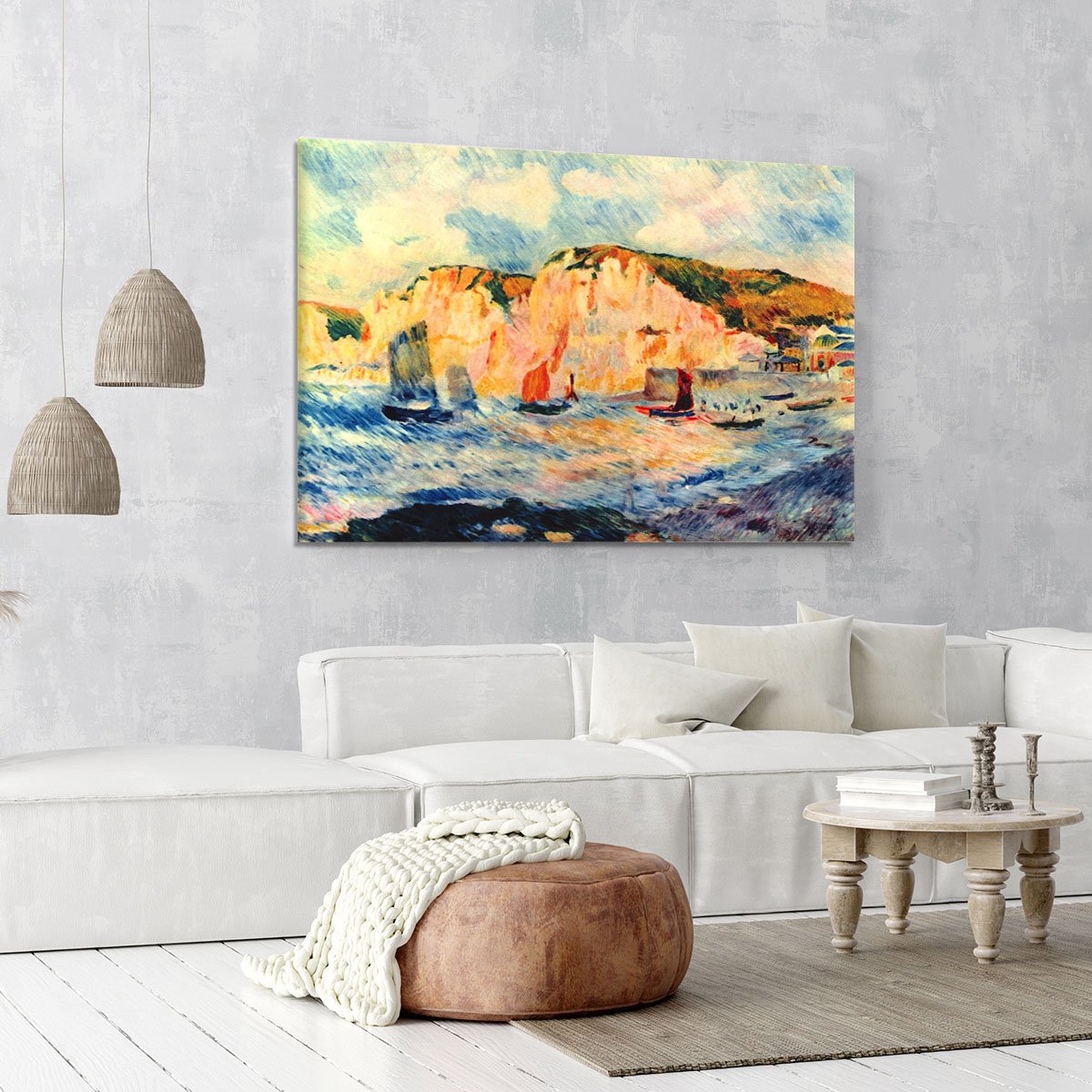 Sea and cliffs by Renoir Canvas Print or Poster