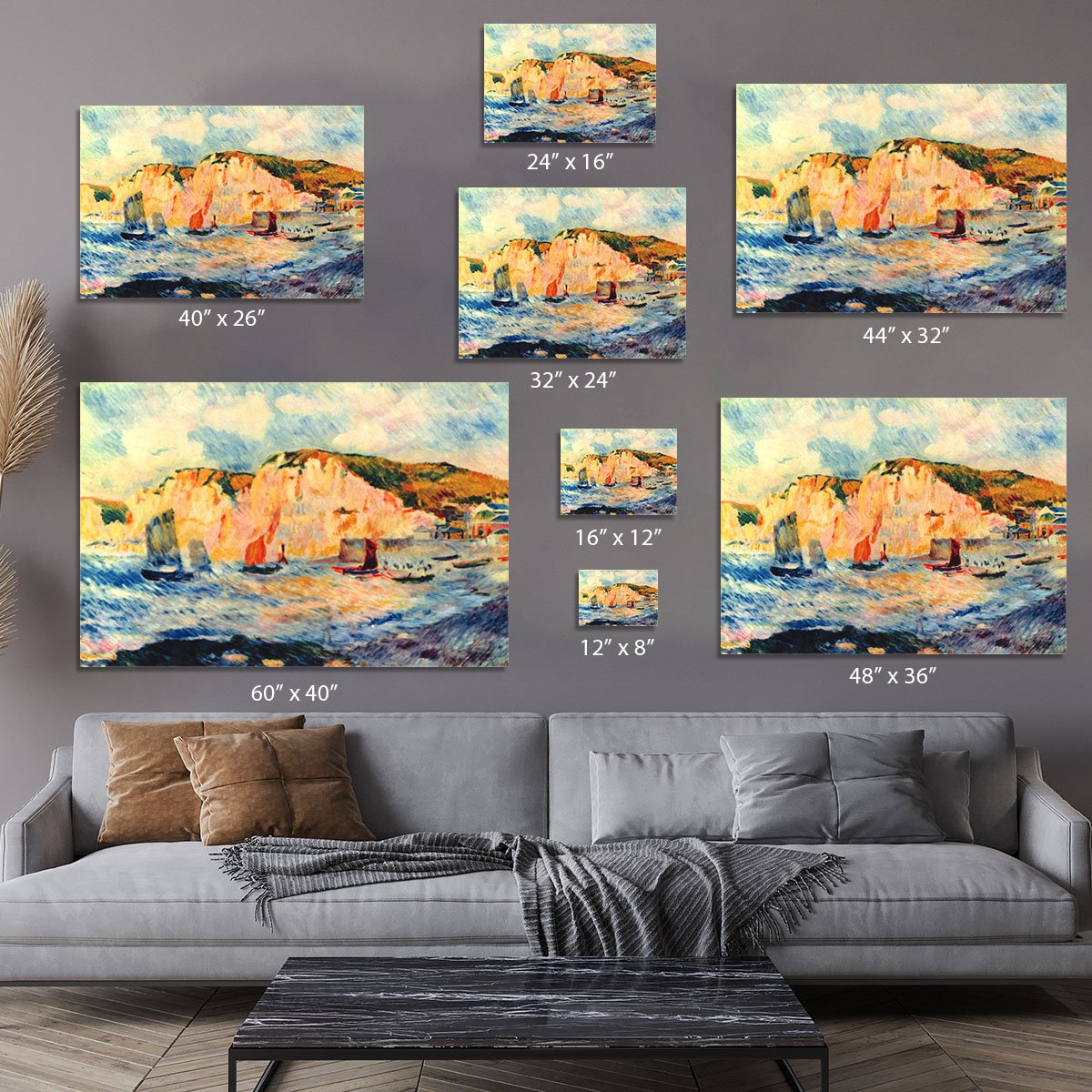 Sea and cliffs by Renoir Canvas Print or Poster