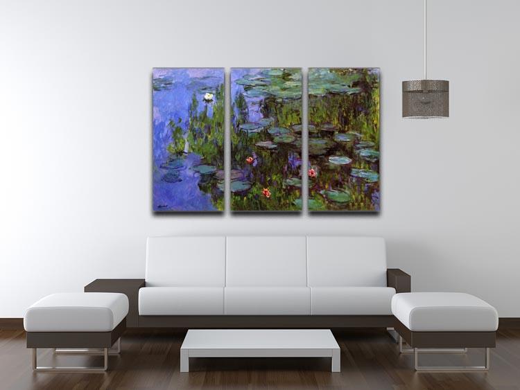 Sea roses by Monet Split Panel Canvas Print - Canvas Art Rocks - 4