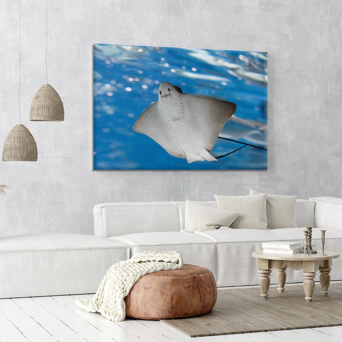 Sea stingray and marine life Canvas Print or Poster