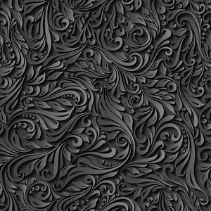Seamless abstract black floral Wall Mural Wallpaper - Canvas Art Rocks - 1