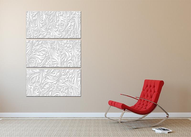 Seamless abstract white floral 3 Split Panel Canvas Print - Canvas Art Rocks - 2